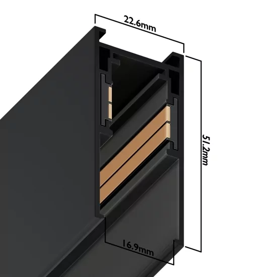 Трековая система универсальная MAGNETIC S15 48V 4TRA BLACK 1000x23.5x52mm