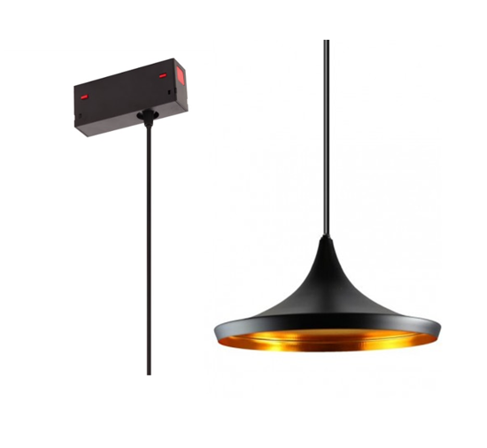 Люстра подвесная Е27 на трек MAGNETIC S39 дизайн TomDixon Black/Gold D380mm