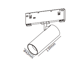 Светильник SPOT MAGNETIC S10 48V 12W 24° CRI90 OSRAM 3000/4000/6000K | Черный корпус D43х110mm