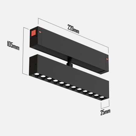 Светильник серии SPOT S25 Black mask 12W 12x1W 4000К Black 200x34x150mm