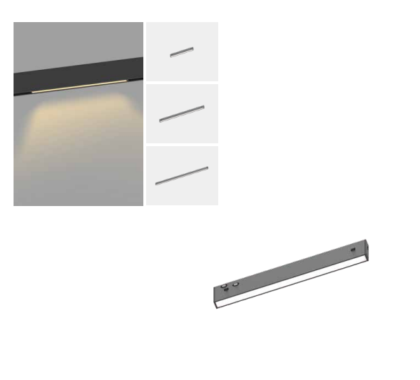 Светильник LINER MAGNETIC S10 48V 10W 120° 3000/4000/6000K CRI90 OSRAM | Черный корпус L200mm