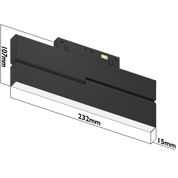 Светильник SPOT BLACK BOOK MAGNETIC S15 48V 12W 110° CRI90 OSRAM 4000K | Черный корпус L232хH100mm