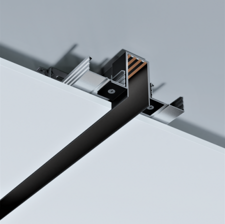 Трек черный MAGNETIC S25 220V шинопровод 2x контактный, Black 2000х32х57mm 