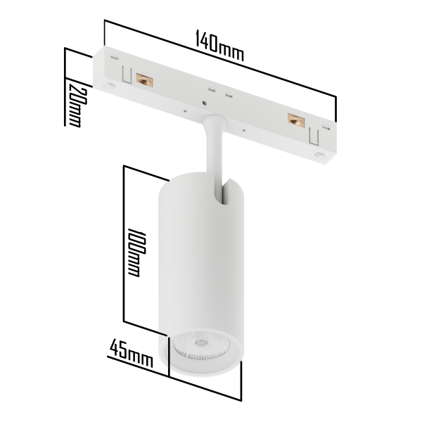 Светильник SPOT MAGNETIC S20 48V 12W 24° CRI90 OSRAM 3000/4000/6000K | Белый корпус D45х100mm