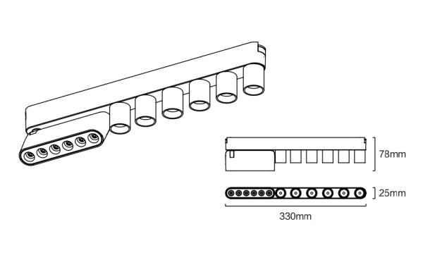 Трековый магнитный св-к LEGO MAGNETIC H4 2448V 6W+12W 24° 3000К/4000K/6000К OSRAM |  Black 