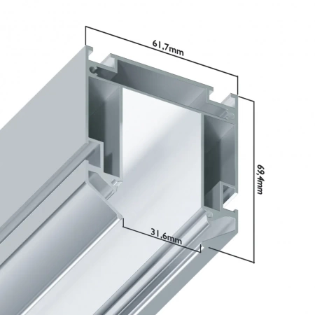 Профиль для натяжных потолков S25 2000mm 62x70x2000mm