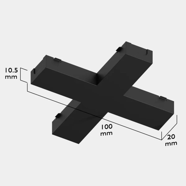 Х-соединитель для шинопровода S25 2TRA | Black 100х100х10.5mm
