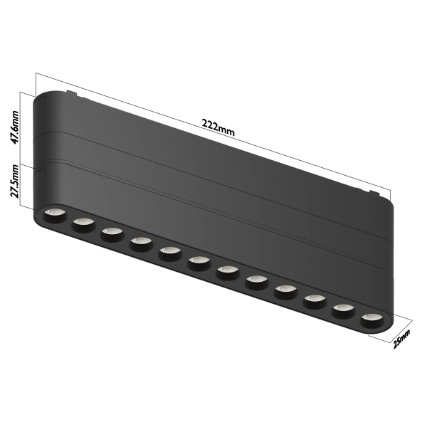 Cветильник BLACK BOOK MAGNETIC Н5 48V 12W 36° 2400-6000K Tuya Smart OSRAM | Black 222х25х75mm