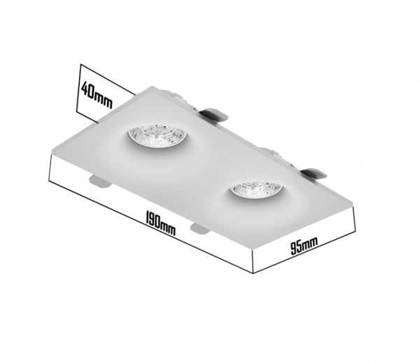 Светильник встраиваемый CITY DLV 2хMR16 GU5.3 BLACK | 190х95 H40mm