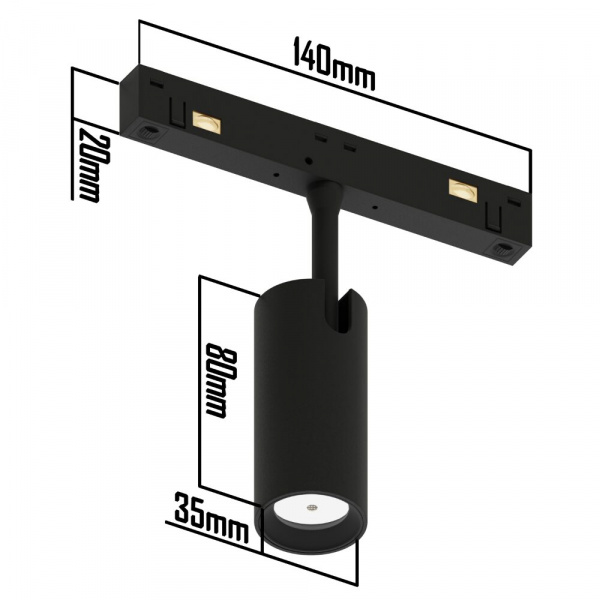 Светильник SPOT MAGNETIC S20 48V 10W 24° CRI90 OSRAM 4000K | Черный корпус D35х80mm