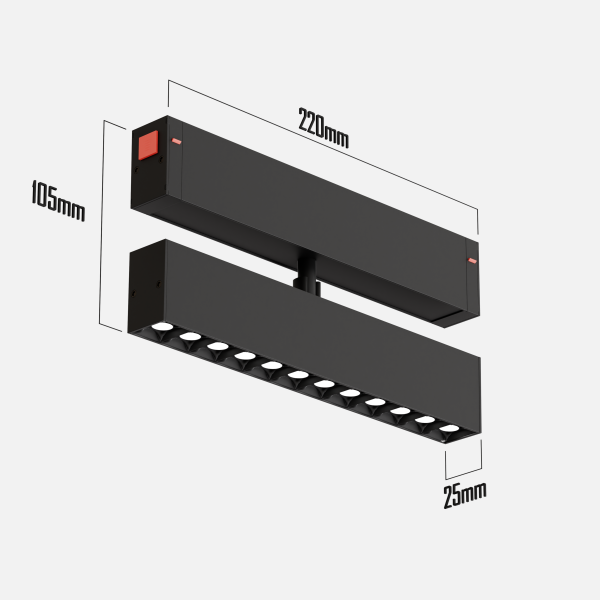 Светильник серии SPOT S25 Black mask 12W 12x1W SMART DIM CRI90 CREE ССТ 4000К Black 200x34x150mm  