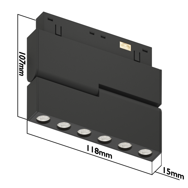 Светильник SPOT BLACK BOOK MAGNETIC S15 48V 6W 36° CRI90 OSRAM 3000K | Черный корпус L118хH100mm