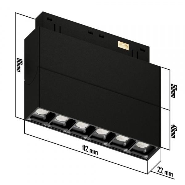 Светильник SPOT BLACK BOOK MAGNETIC S20 48V 8W 36° CRI90 OSRAM 4000K | Черный корпус L112хH110mm