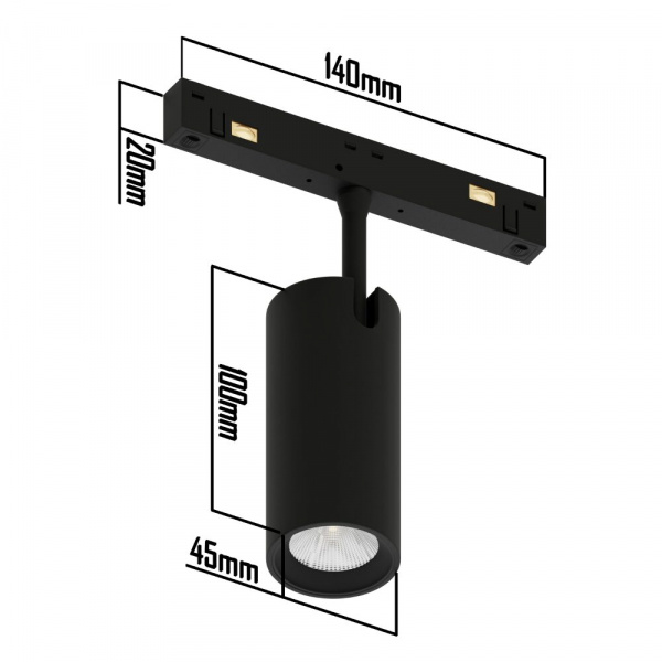 Светильник SPOT MAGNETIC S20 48V 15W 24° CRI90 OSRAM 4000K | Черный корпус D45х100mm