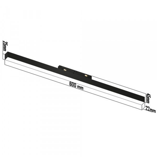 Светильник LINER MAGNETIC S20 48V 24W 120° 3000K CRI90 OSRAM | Черный корпус L600mm