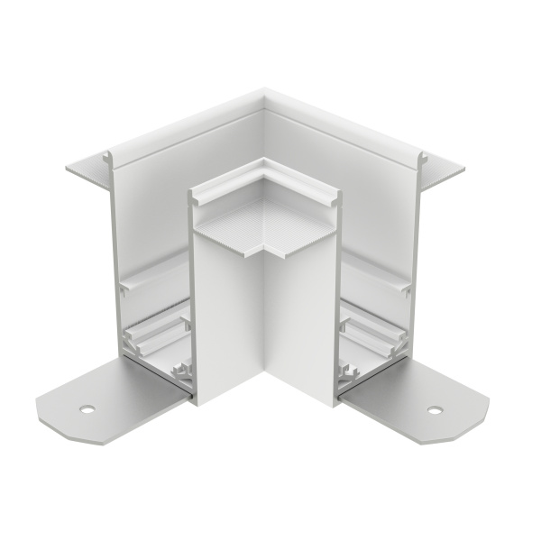 Соединитель алюминиевый угол 90° для встраиваемых трек - систем в ГКЛ S20 100x100x54mm, Белый