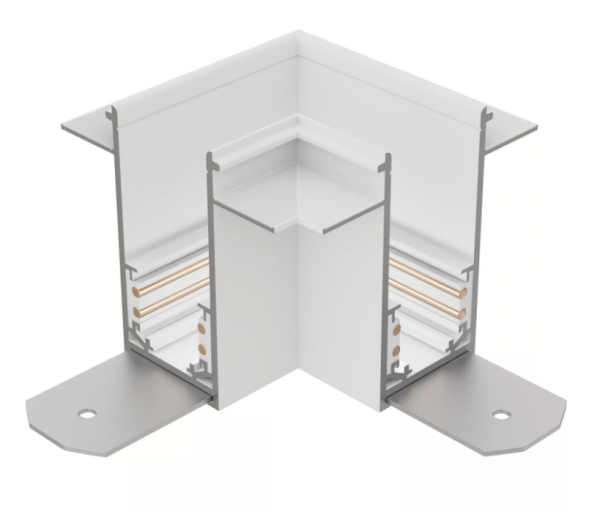 Соединитель алюминиевый угол 90° для встраиваемых трек - систем в ГКЛ S20 100x100x54mm, Белый