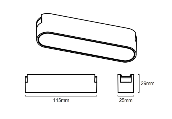 Трековый магнитный светильник LINER MAGNETIC H4 24V 6W 120° 3000К/4000K/6000К OSRAM | Black 115х25х2