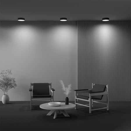 Светильник накладной RONDO 36W Black 3000K | Ø300x60mm 