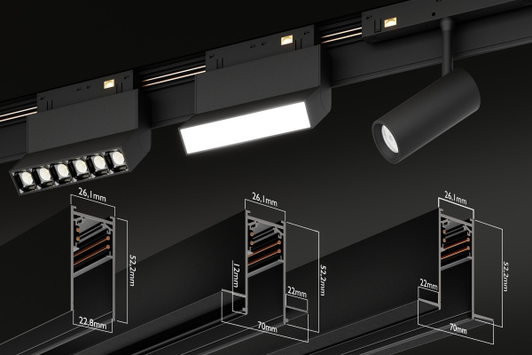 Светильник SPOT BLACK BOOK MAGNETIC S15 48V 6W 110° CRI90 OSRAM 4000K | Черный корпус L118хH100mm